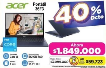 Alkomprar acer Portátil 36F3 oferta