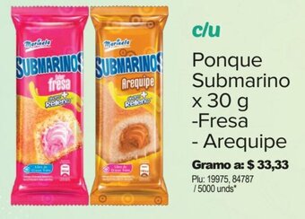 Surtimax Ponque Submarino x 30 g -Fresa - Arequipe oferta