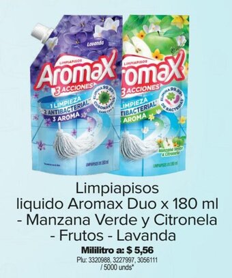 Surtimax Limpiapisos liquido Aromax Duo - Manzana Verde y Citronela - Frutos - Lavanda x 180 ml x 2 und. oferta