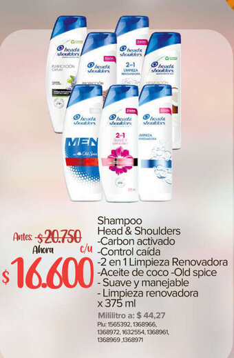 Super Inter Shampoo Head & Shoulders x 375 ml oferta