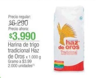 Jumbo Harina de trigo tradicional Haz de Oros x 1.000 g oferta