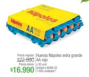 Jumbo Huevos Nápoles extra grande AA rojo x 30 und oferta