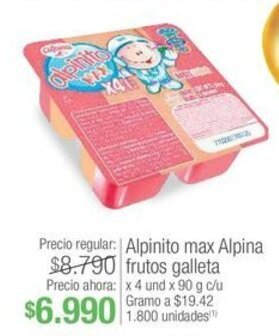 Jumbo Alpinito max Alpina frutos galleta x 4 und x 90 g c/u oferta