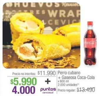 Jumbo Perro cubano + Gaseosa Coca-Cola x 600 ml oferta