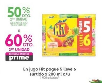 Jumbo En jugo Hit pague 5 lleve 6 surtido x 200 ml c/u oferta