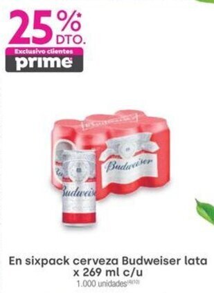 Jumbo En sixpack cerveza Budweiser lata x 269 ml c/u oferta