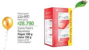Jumbo Crema Pond's Rejuveness Pague 100 g Lleve 150 g oferta