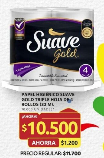 Ara PAPEL HIGIÉNICO SUAVE GOLD TRIPLE HOJA DE 4 ROLLOS (32 M) oferta