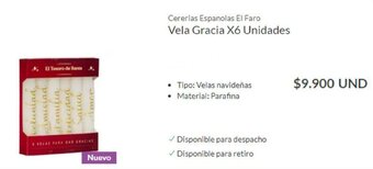Homecenter Cererias Espanolas El Faro Vela Gracia X6 Unidades oferta