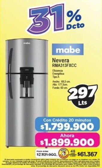Alkomprar mabe Nevera RMA313FXCC oferta
