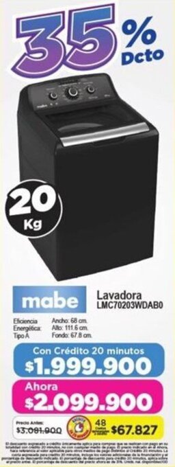 Alkomprar mabe Lavadora LMC70203WDABO oferta