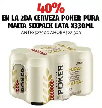 Oxxo En la 2DA Cerveza Poker Pura Malta Sixpack Lata x330ml oferta
