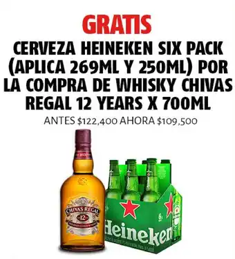 Oxxo Cerveza Heineken Six Pack Por La Compra de Whisky Chivas Regal 12 Years X 700ml oferta