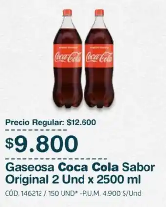 Makro Gaseosa Coca-Cola Sabor Original 2 Und x 2500 ml oferta