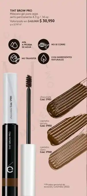 Ésika TINT BROW PRO Máscara gel para cejas semi-permanente 4.3 g/.14 oz. oferta