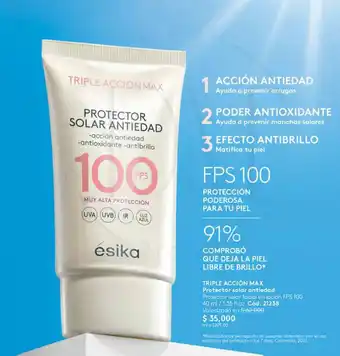 Ésika TRIPLE ACCIÓN MAX Protector solar antiedad FPS 100 40 ml . 1.35 oz. oferta