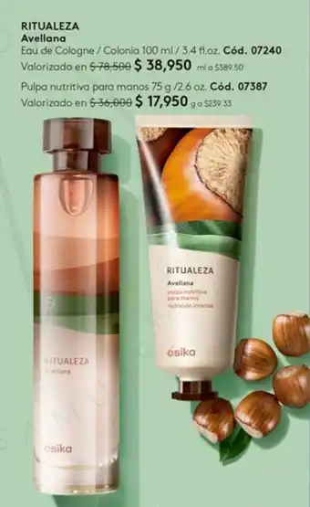 Ésika RITUALEZA Avellana Eau de Cologne / Colonia 100 ml/3.4 fl.oz. oferta