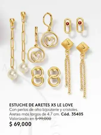 Ésika ESTUCHE DE ARETES X5 LE LOVE 4.7 cm. oferta