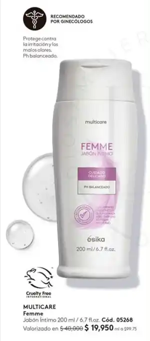 Ésika MULTICARE Femme Jabón Intimo 200 ml / 6.7 fl.oz. oferta