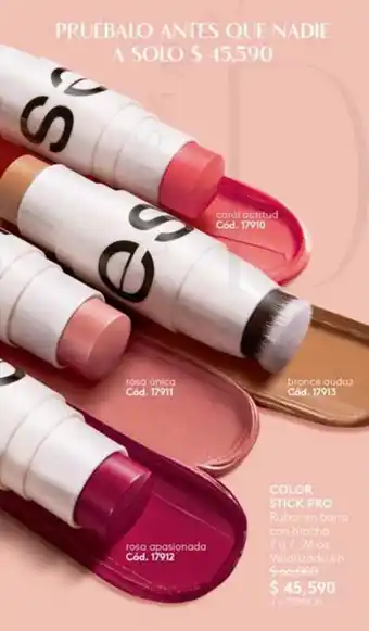 Ésika COLOR STICK PRO Rubor en barra con brocha 7g/24 oz oferta