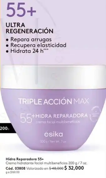 Ésika Hidra Reparadora 55+ Crema hidratante facial multibeneficios 200 g/7 oz. oferta