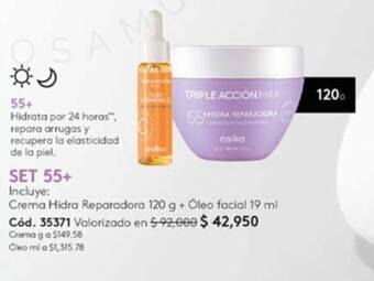 Ésika SET 55+ TRIPLE ACCIÓN MAX Crema Hidra Reparadora 120 g + Óleo facial 19 ml oferta