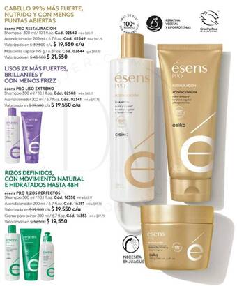 Ésika ésens PRO RESTAURACIÓN Shampoo 300 ml / 10.1 fl.oz. Acondicionador 200 ml / 6.7 fl.oz. oferta