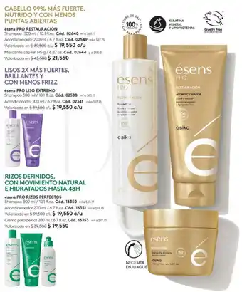 Ésika ésens PRO RESTAURACIÓN Shampoo 300 ml / 10.1 fl.oz. Acondicionador 200 ml / 6.7 fl.oz. oferta