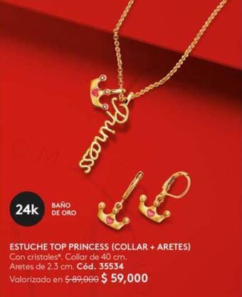 Ésika ESTUCHE TOP PRINCESS (COLLAR + ARETES) Collar de 40 cm. Aretes de 2.3 cm. oferta
