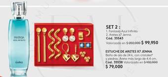 Ésika SET 2 Fantasia Azul Infinito +Aretes x7 Jenna oferta