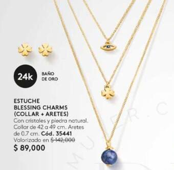 Ésika ESTUCHE BLESSING CHARMS (COLLAR + ARETES) Collar de 42 a 49 cm. Aretes de 0.7 cm. oferta