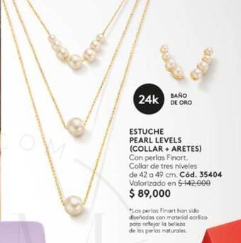 Ésika ESTUCHE PEARL LEVELS (COLLAR + ARETES) Collar de tres niveles oferta