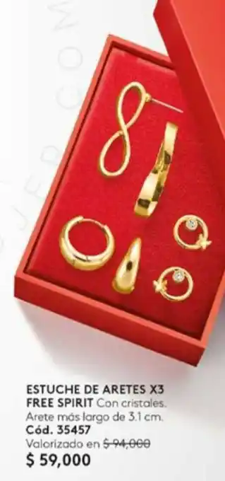 Ésika ESTUCHE DE ARETES X3 FREE SPIRIT de 3.1 cm. oferta