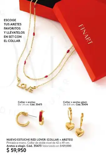 Ésika NUEVO ESTUCHE RED LOVER (COLLAR + ARETES) Collar de doble nivel de 42 a 49 cm. oferta
