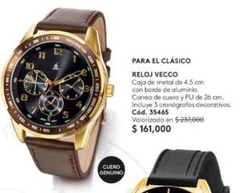 Ésika RELOJ VECCO Caja de metal de 4.5 cm Correa de cuero y PU de 26 cm. oferta