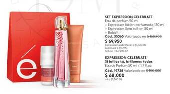 Ésika SET EXPRESSION CELEBRATE Eau de parfum 50 ml + Loción 130 ml + Roll-on 50 ml + Bolsa oferta