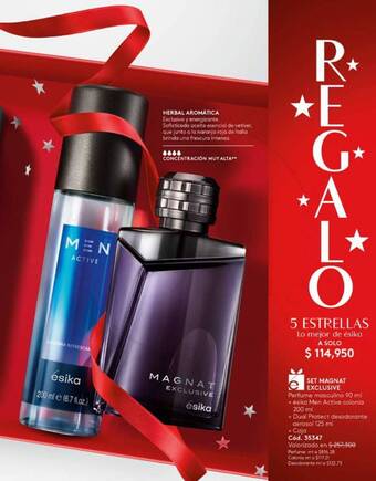 Ésika SET MAGNAT EXCLUSIVE Perfume masculino 90 ml + ésika Men Active colonia 200 ml + Desodorante aerosol 125 ml + Caja oferta