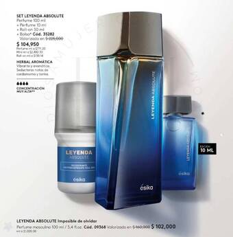 Ésika SET LEYENDA ABSOLUTE Perfume 100 ml + Perfume 10 ml + Roll-on 50 ml + Bolsa oferta