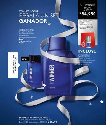 Ésika SET WINNER SPORT EAU DE TOILETTE 100 ML + EDICIÓN 10 ML oferta
