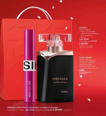 Ésika OPCIÓN 1 Perfume 45 ml + Mega Full Size APA máscara para pestañas tono negro 8 g + Bolsa oferta
