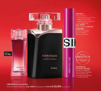 Ésika OPCIÓN 2 Perfume 45 ml + Vibranza Perfume 7,5 ml + Mega Full Size APA máscara para pestañas tano negro 8 g oferta
