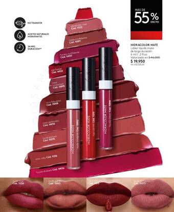 Ésika HIDRACOLOR MATE Labial liquido mate de larga duración 6 ml / .2 fl. oz. oferta