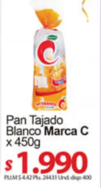 Caribe Supermercados Pan Tajado Blanco Marca C 450g oferta