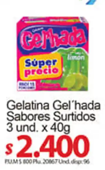 Caribe Supermercados Gelatina Gel'hada Sabores Surtidos 3x40g oferta