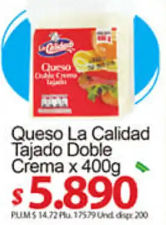 Caribe Supermercados Queso La Calidad Tajado Doble Crema 400g oferta
