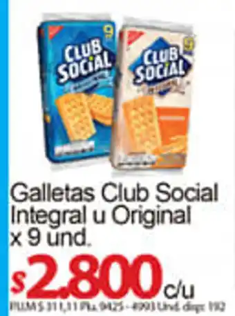 Caribe Supermercados Galletas Club Social Integral u Original 9 und. oferta