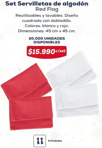 Tiendas D1 Set Servilletas de algodón Red Flag oferta