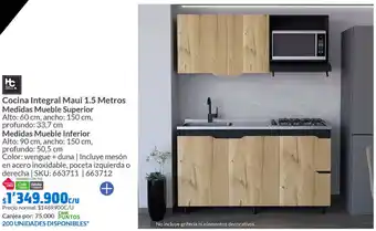 Homecenter Cocina Integral Maui 1.5 Metros oferta