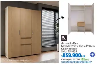 Homecenter Armario Eva 200 x 160 x 49.8 cm oferta