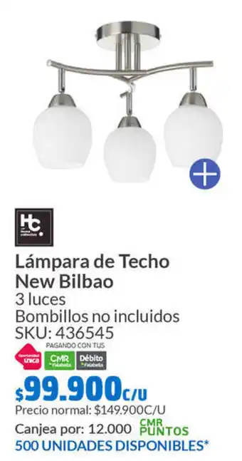 Homecenter Lámpara de Techo New Bilbao 3 luces oferta